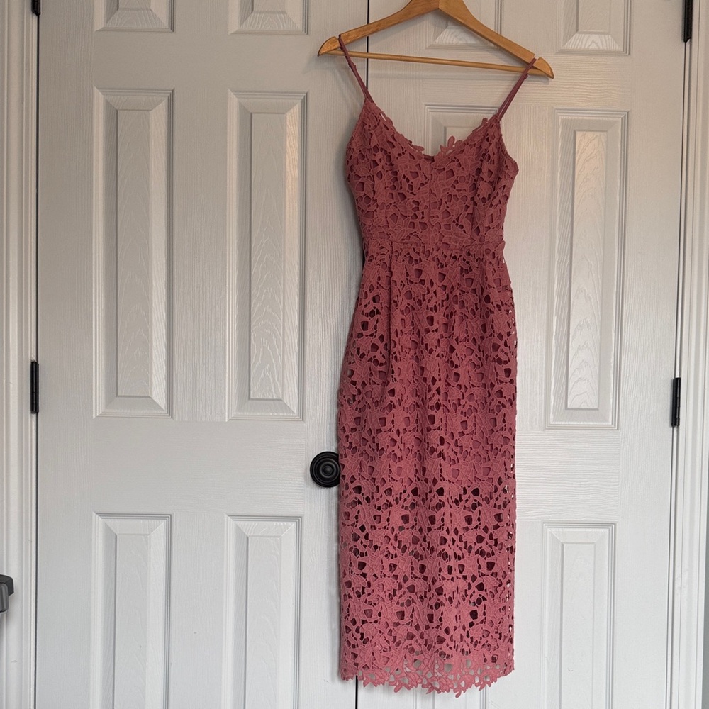 Astr Dusty Rose Lace Midi Dress